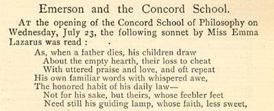 Sonnet by Emma Lazarus, Read at the Concord School, page 1