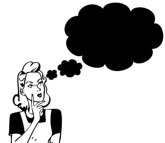 Cartoon Image of a Woman with a Thought Bubble