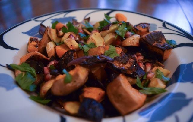 Pomegranate Glazed Roasted Vegetables, Ready to be Eaten