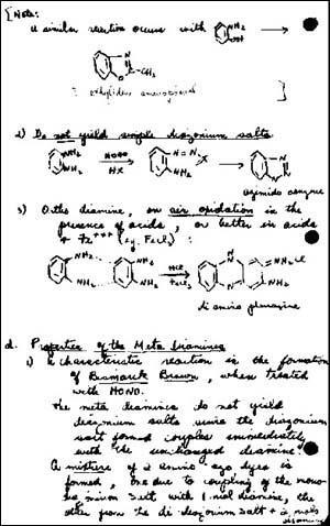 Excerpt from Gertrude Elion's College Chemistry Notebook, circa 1930s
