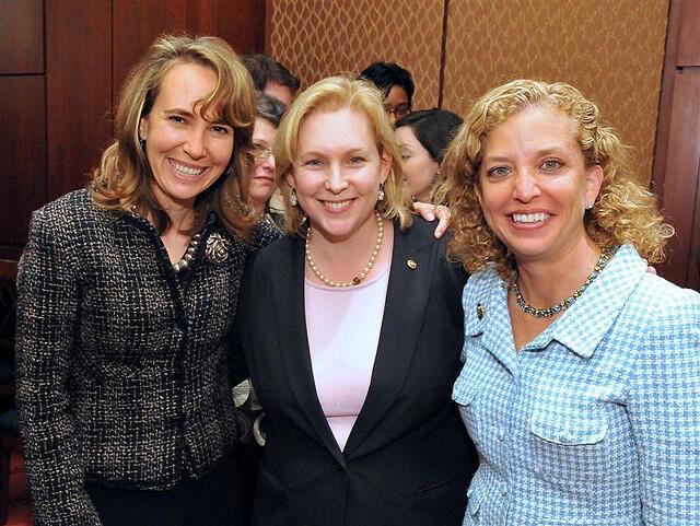 Representatives Gabrielle Giffords (left), Kirsten Gillibrand (center), and Debbie Wasserman Schultz (right)