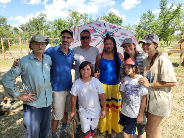 Doreen Two Bulls & Rob Runnels in group shot, Pine Ridge Reservatoin