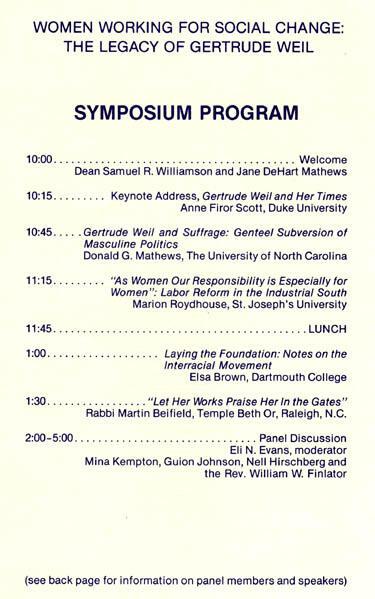 Gertrude Weil Legacy Symposium, 1984, Page 2