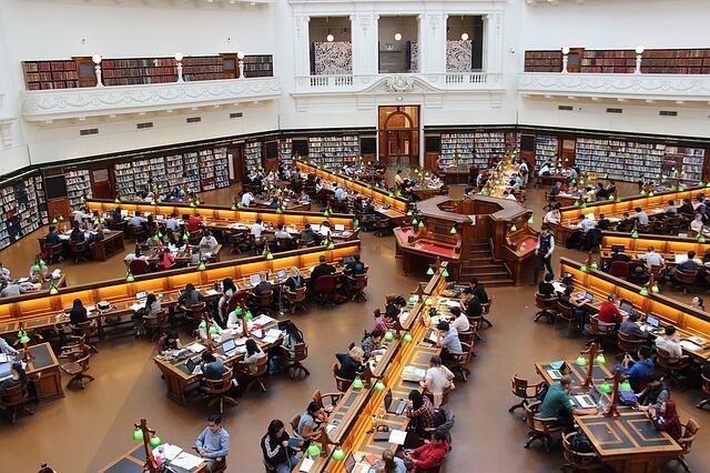 Students Studying in College Library