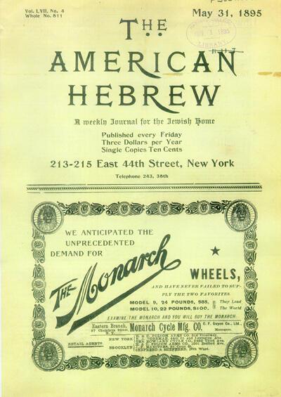 The American Hebrew, May 31, 1895