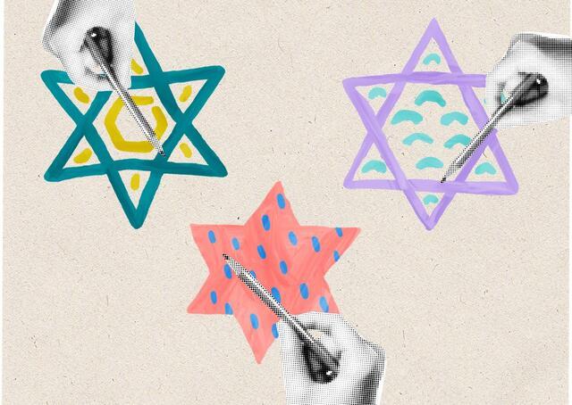 Collage of painted Stars of David