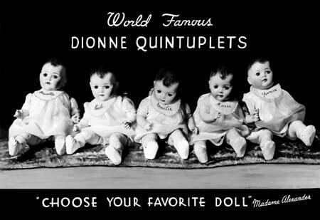 Dionne Quintuplet Dolls Advertisement, 1936