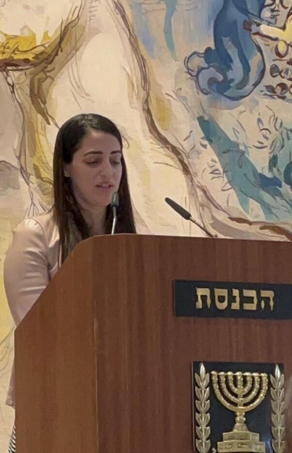 Orit Lahav, Director of Mavoi Satum giving speech to Knesset