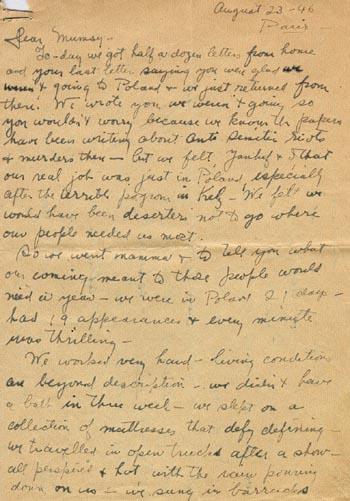 A Letter from Molly Picon to her Mother from Paris, August 23, Part 1 of 3