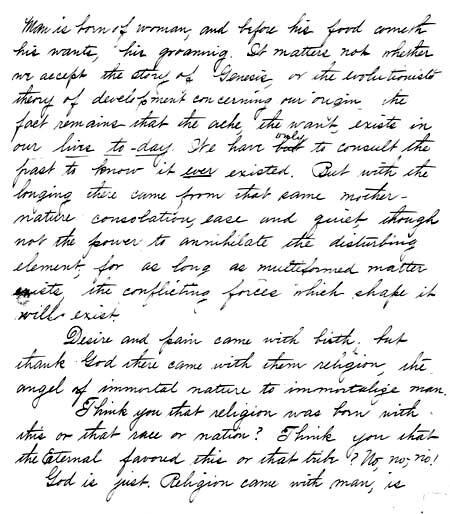 Excerpt of Sermon Manuscript by Ray Frank