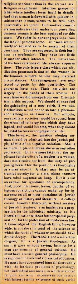 Editorial on Woman on the Pulpit from "The Reform Advocate," November 11, 1893, Page 2