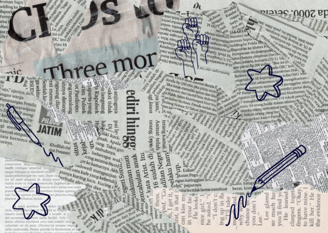 Collage of newspapers clippings