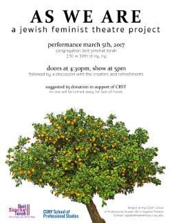 As We Are: A Jewish Feminist Theatre Project poster 