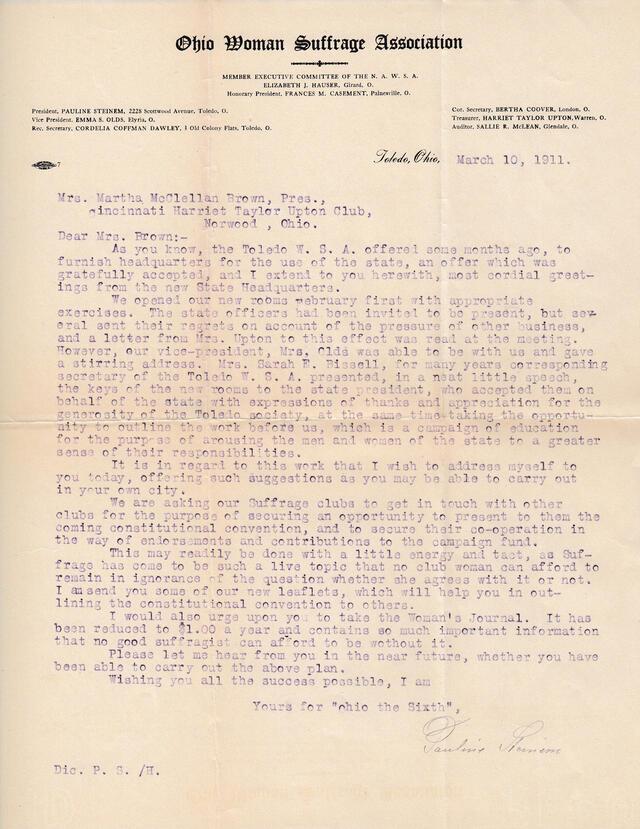 Pauline Steinem Letter 2 (1911)